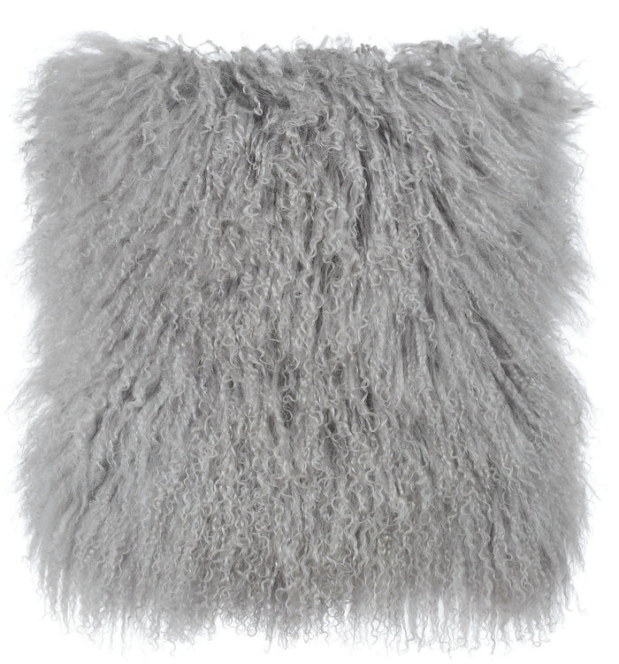 January Grey Sheep Fur Pillow - Luxury Living Collection