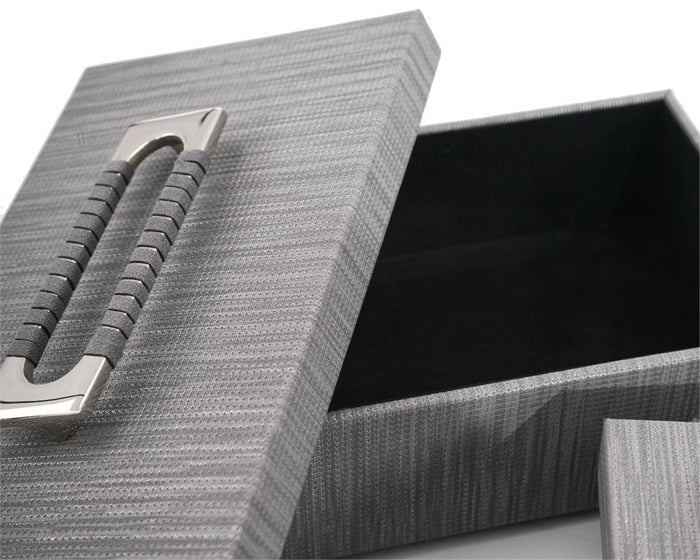 Alina Charcoal Confetti Leather Boxes (Set of Two) - Luxury Living Collection