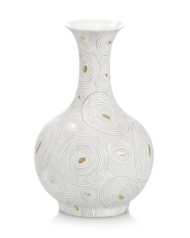 Alaina White Porcelain Vase with Gold - Luxury Living Collection
