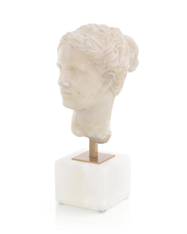 Alabaster Greek Head Fragment - Luxury Living Collection