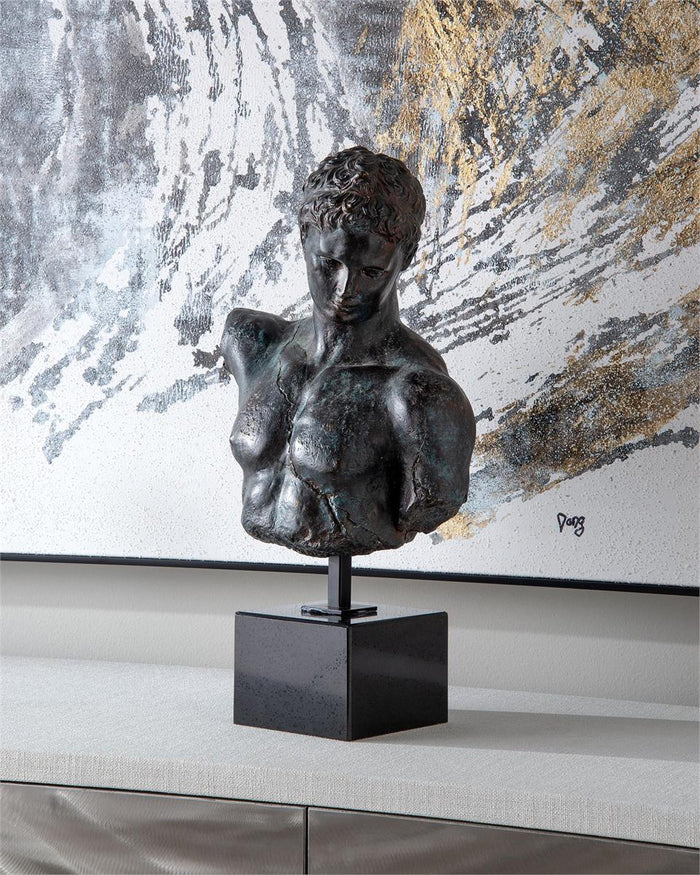 Bronzed Greek Bust in Verde-Black - Luxury Living Collection