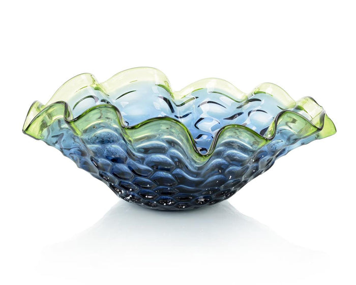 Ziva Royal and Emerald Handblown Glass Bowl - Luxury Living Collection