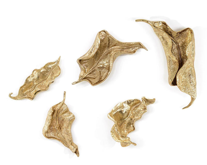 Abree Curling Leaves Wall Sculpture (Set of Five) - Luxury Living Collection