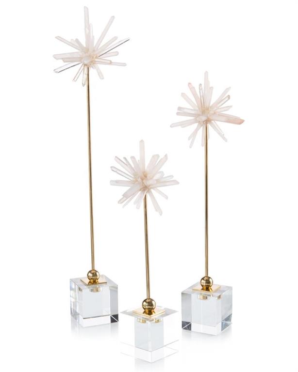 Irena Natural Quartz Sprites on Cubes (Set of Three) - Luxury Living Collection