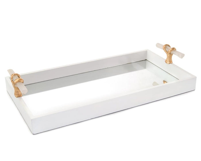 Gisela White Tray with Selenite Handles - Luxury Living Collection