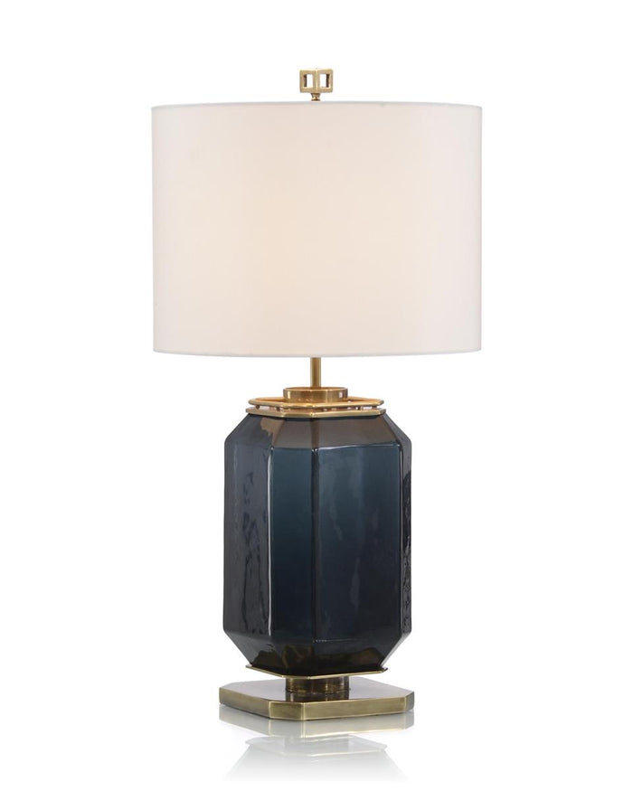 Bette Navy Blue Glass and Brass Table Lamp - Luxury Living Collection