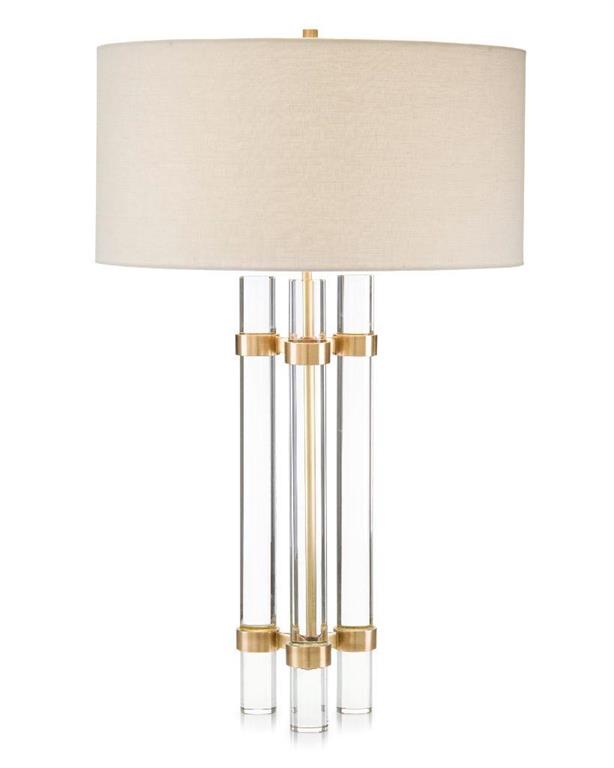 Lisle Tall Cognac Crystal with Antique Brass Table Lamp - RV