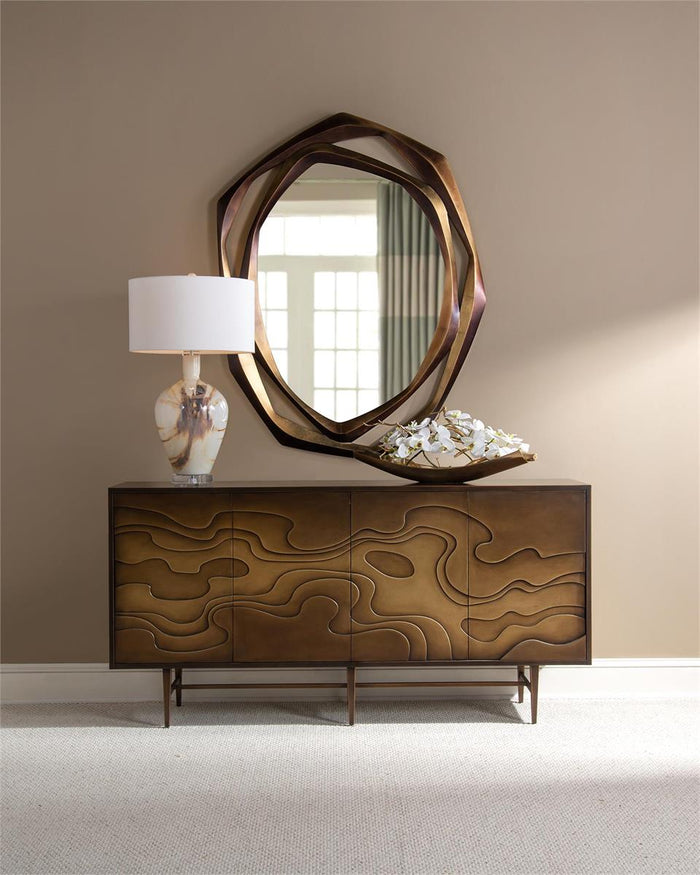Waterfall Hand Carved Dark Bronze & Gold Mirror - Luxury Living Collection