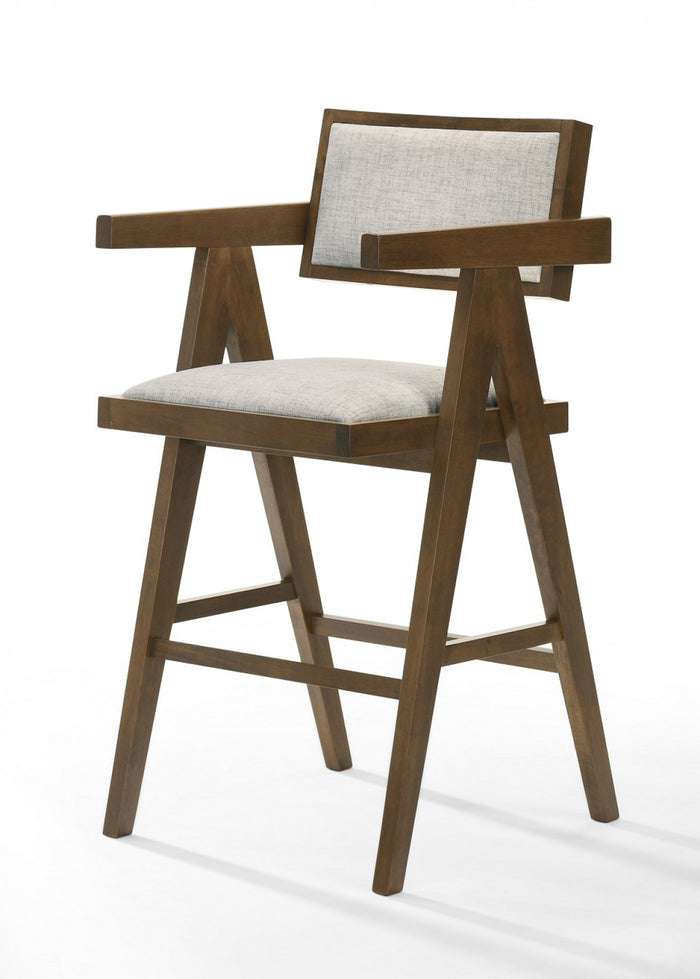 Hermina Walnut & Beige Counter Stool (Set of 2)