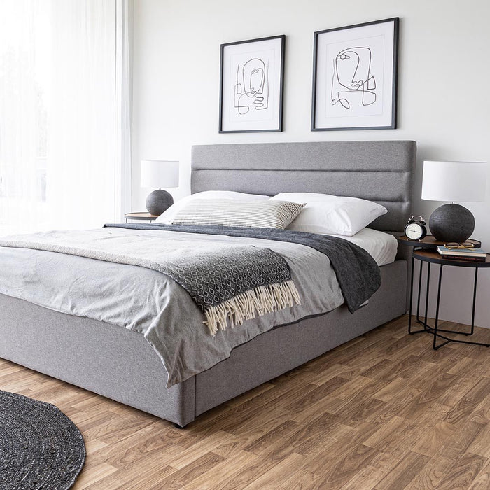 Pami Greige Storage Bed