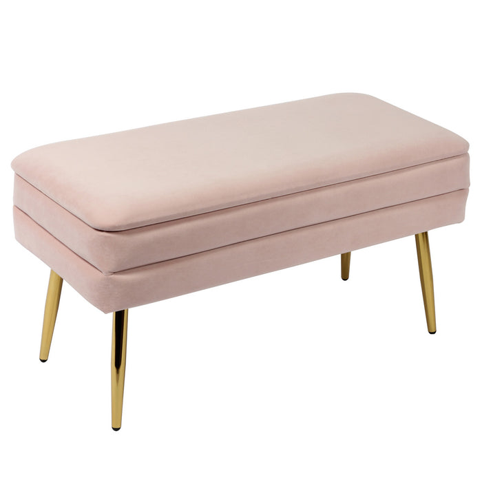 Kamini Blush Velvet Storage Bench - Luxury Living Collection