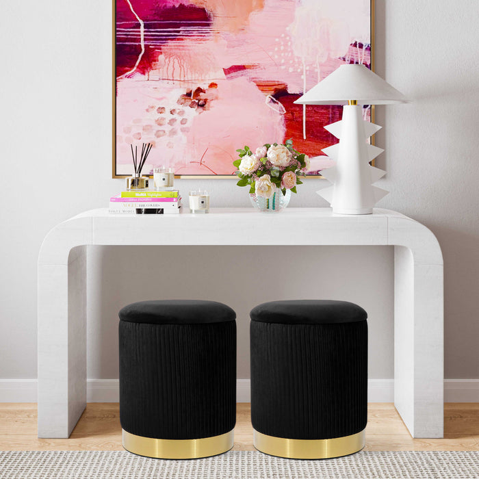 Kiana Black Velvet Storage Ottoman - Luxury Living Collection