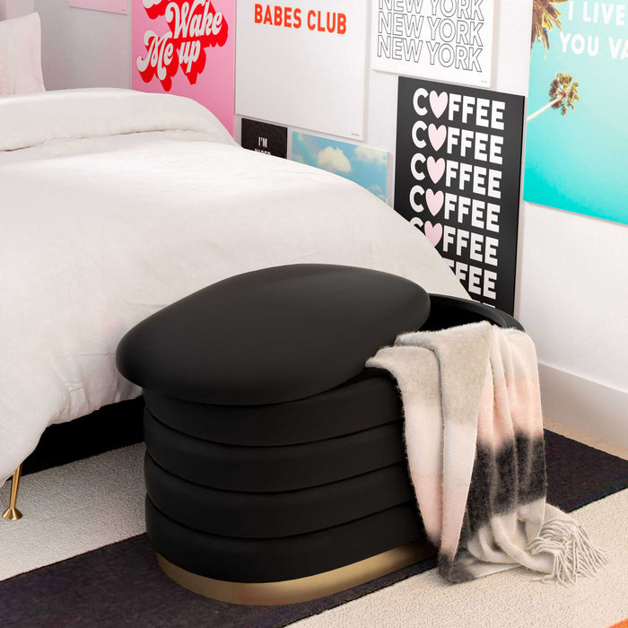 Kasra Black Velvet Storage Bench - Luxury Living Collection
