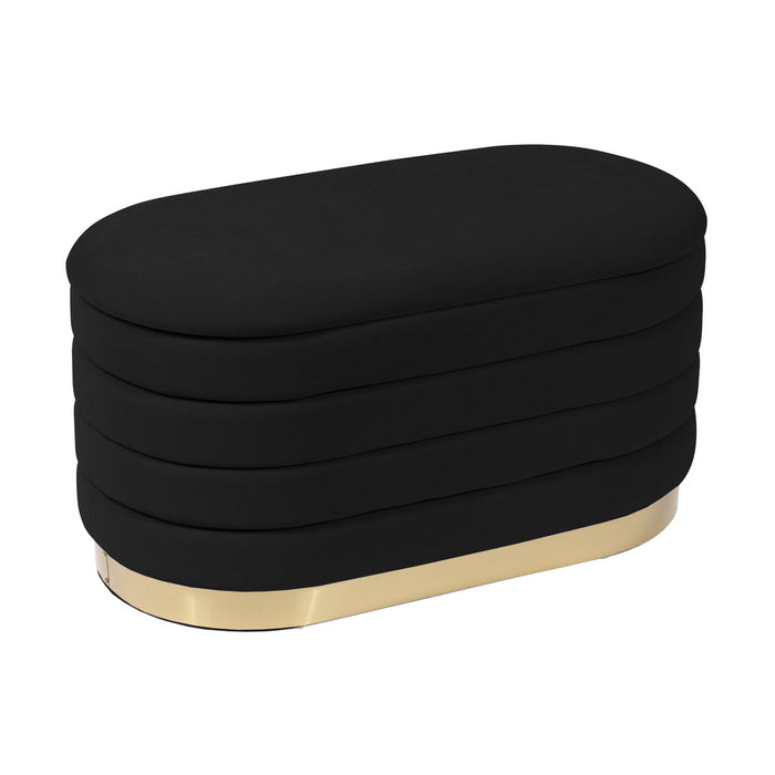 Kasra Black Velvet Storage Bench - Luxury Living Collection