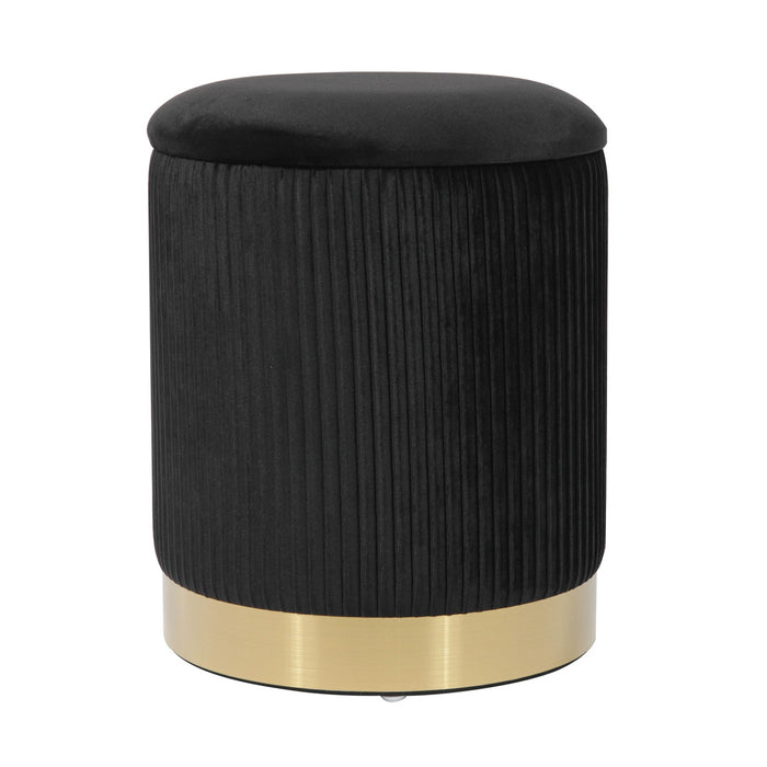 Kiana Black Velvet Storage Ottoman - Luxury Living Collection