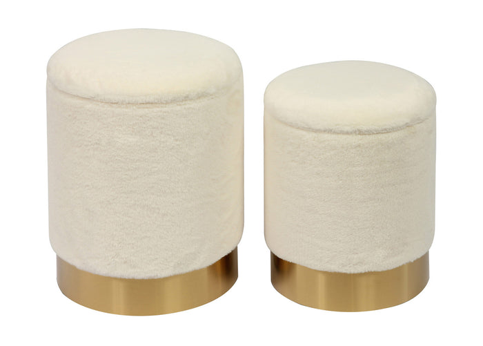 Khanita Faux Sheepskin Storage Ottomans (Set of 2) - Luxury Living Collection