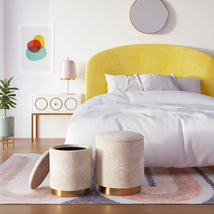 Khanita Faux Sheepskin Storage Ottomans (Set of 2) - Luxury Living Collection