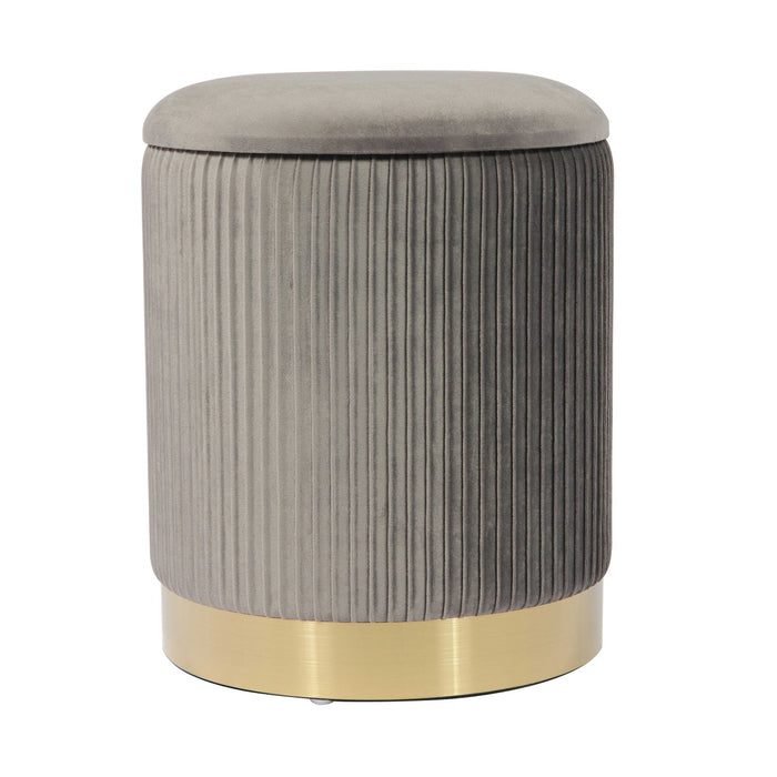 Kiana Grey Velvet Storage Ottoman - Luxury Living Collection