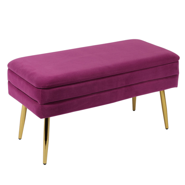 Kamini Plum Velvet Storage Bench - Luxury Living Collection