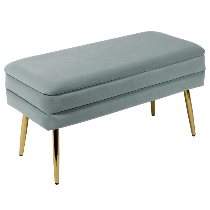 Kamini Sea Blue Velvet Storage Bench - Luxury Living Collection