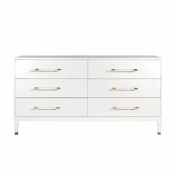 Kendall 70" White Linen & Gold Dresser
