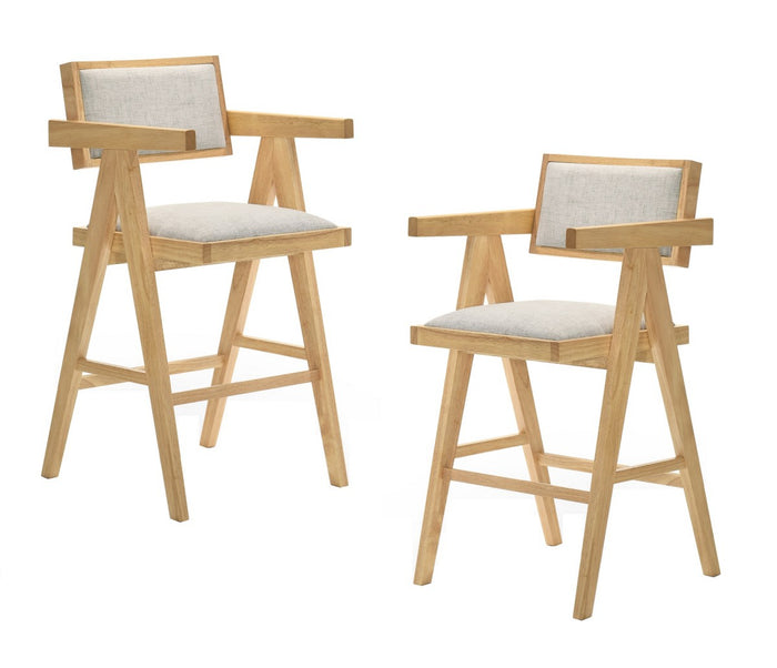 Hermina Natural & Beige Counter Stool (Set of 2)