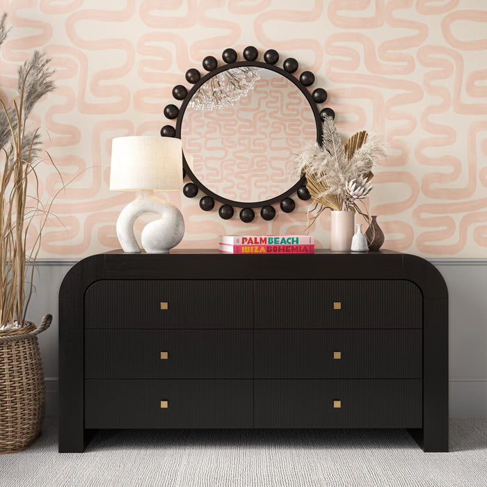 Lamisa Black Six Drawer Dresser - Luxury Living Collection
