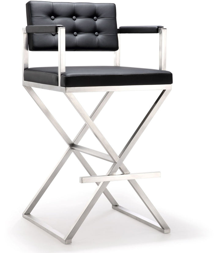 Lila Black Steel Faux Leather Barstool - Luxury Living Collection
