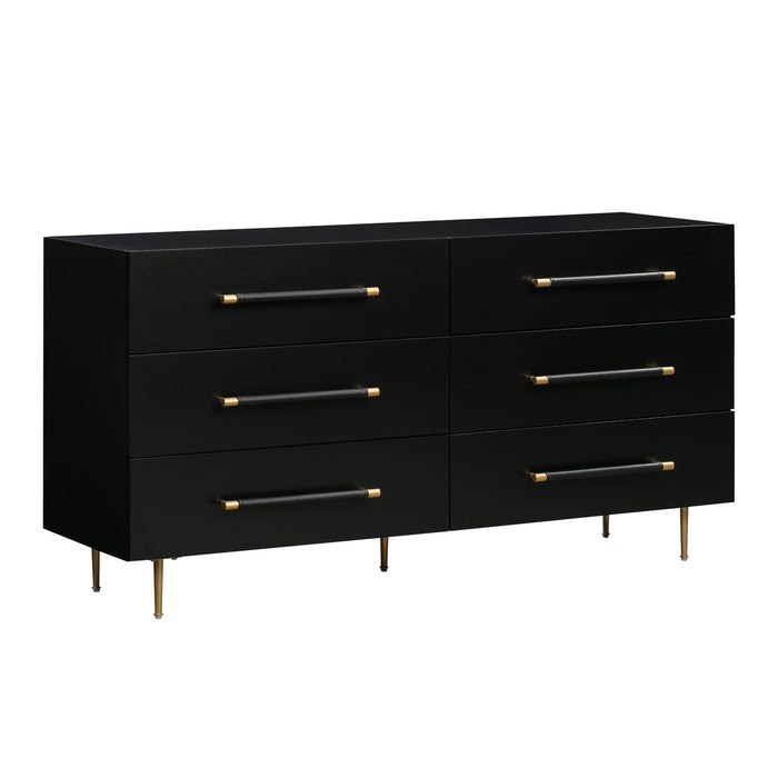 Caspara Black Six Drawer Dresser - Luxury Living Collection