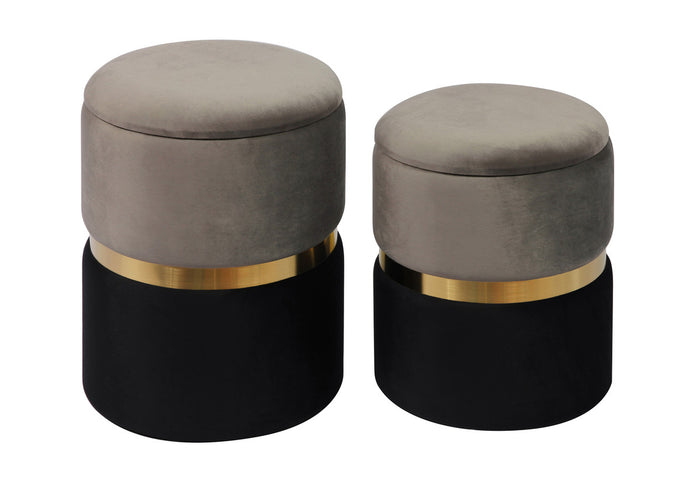 Lia Velvet Storage Ottomans (Set of 2) - Luxury Living Collection