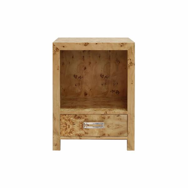 Lottie 22" Modern Burl Wood Nightstand/End Table