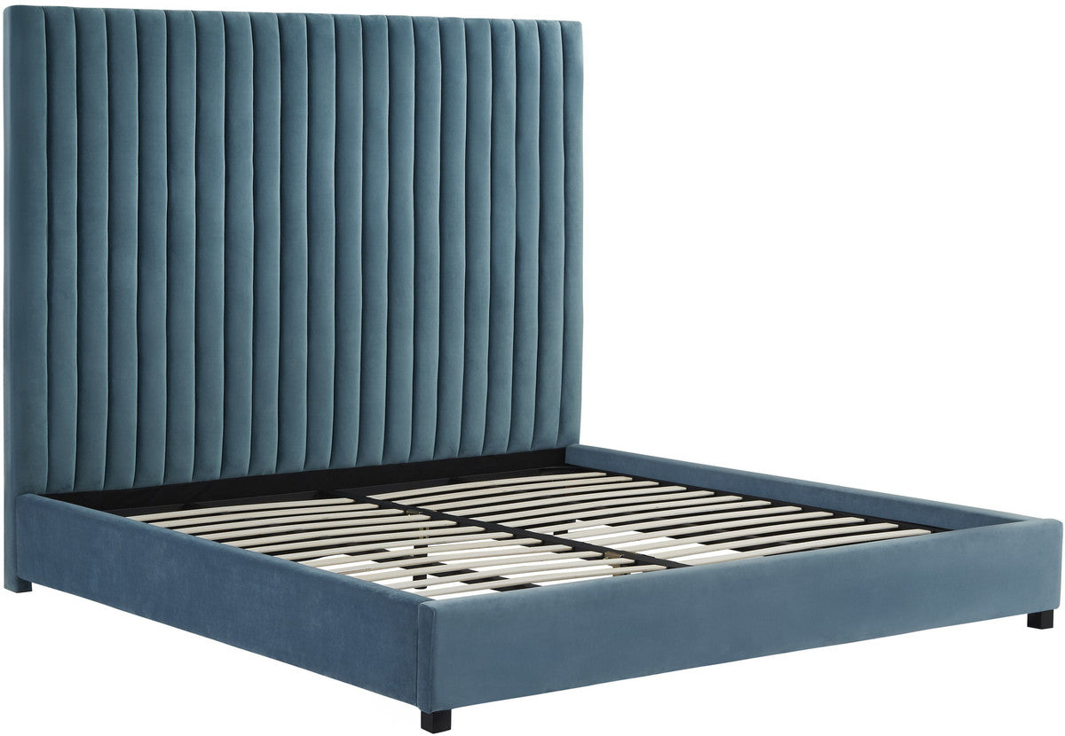 Leili Sea Blue Velvet Bed - Luxury Living Collection