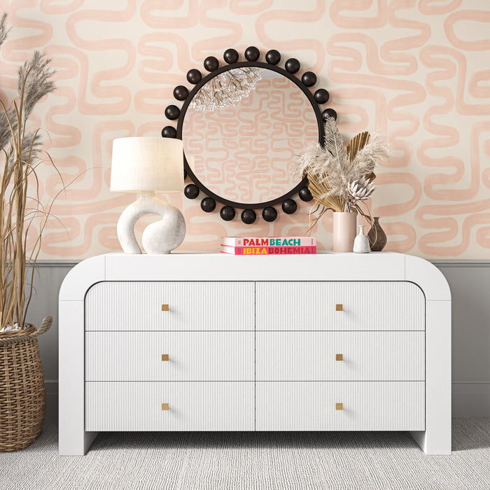 Lamisa White Six Drawer Dresser - Luxury Living Collection