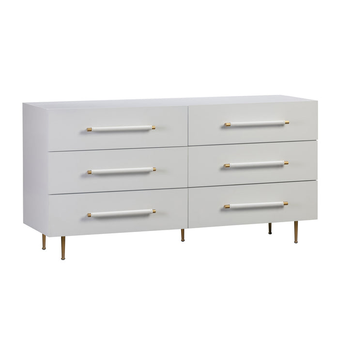 Caspara White Six Drawer Dresser - Luxury Living Collection