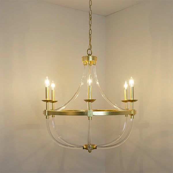 Lola Acrylic & Gold Leaf Chandelier