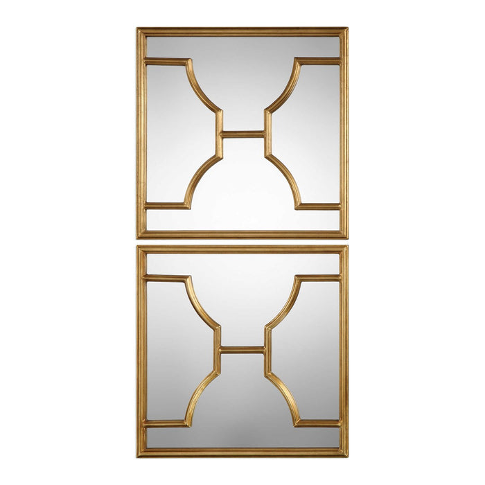 Maisie 24" Antiqued Gold LeafSquare Mirrors (Set of 2)