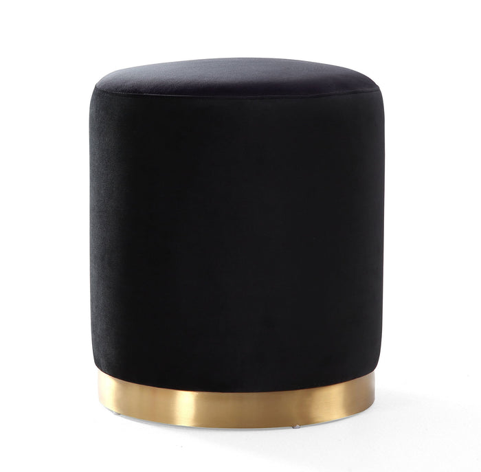Naama Black Velvet with Gold Base Ottoman - Luxury Living Collection