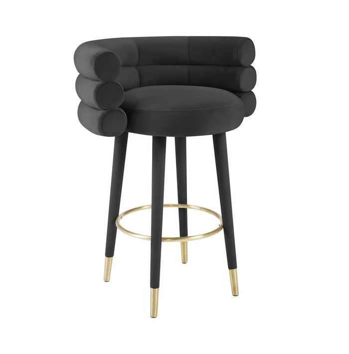Nazri Black Velvet Barstool - Luxury Living Collection