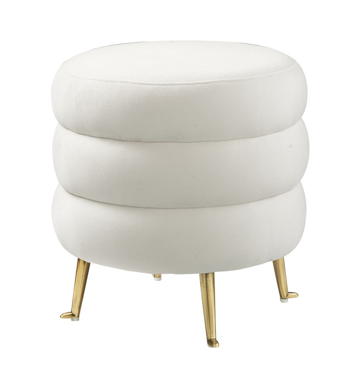 Naima Cream Velvet Ottoman - Luxury Living Collection