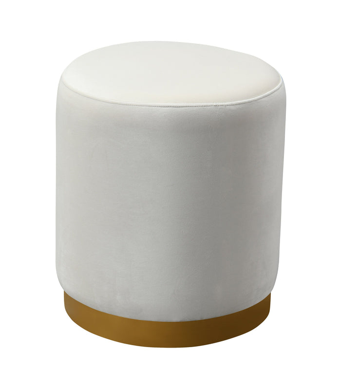 Naama Cream Velvet with Gold Base Ottoman - Luxury Living Collection hi