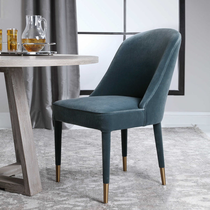 Alexa Blue Velvet Chair (Set of 2)