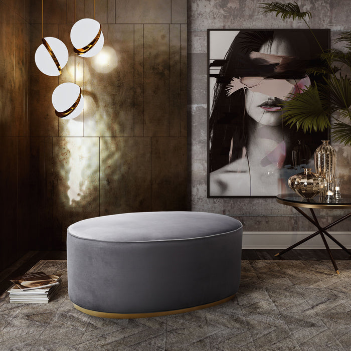 Ora Grey Velvet Ottoman - Luxury Living Collection