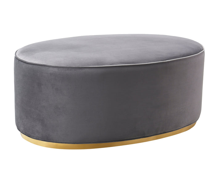 Ora Grey Velvet Ottoman - Luxury Living Collection