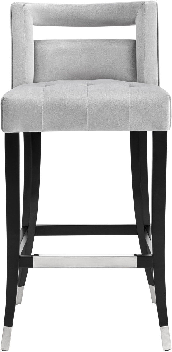 Rina Grey Velvet Bar Stool - Luxury Living Collection
