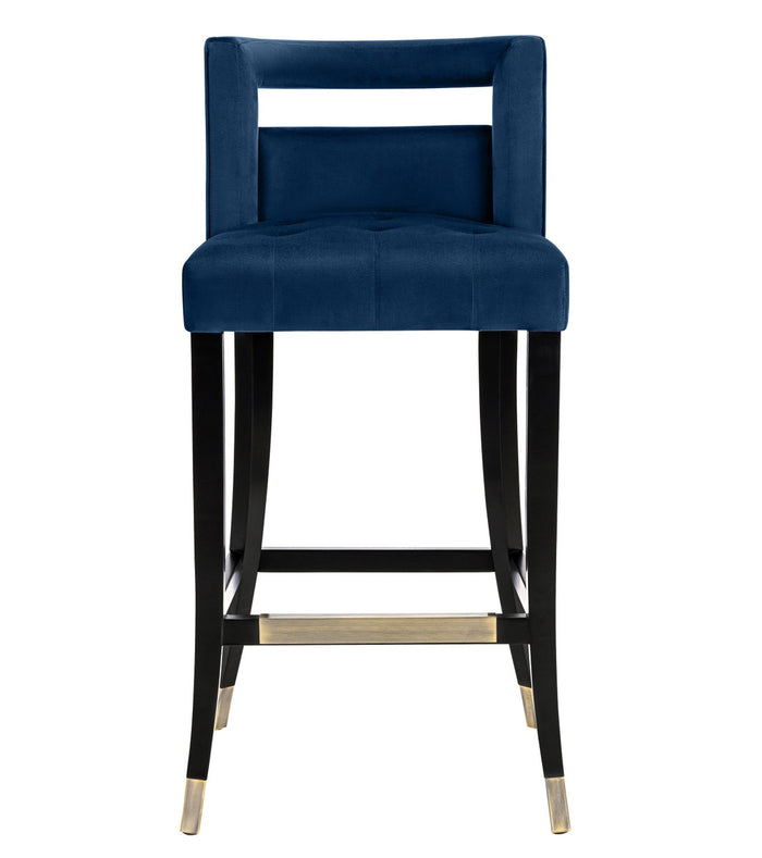 Rina Navy Velvet Bar Stool - Luxury Living Collection