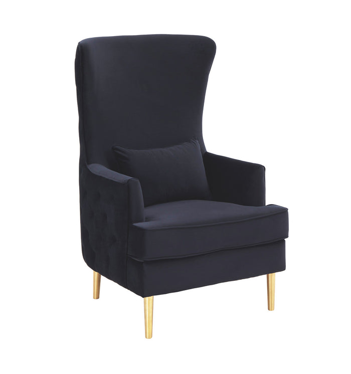 Rolf Black Tall Tufted Back Chair - Luxury Living Collection