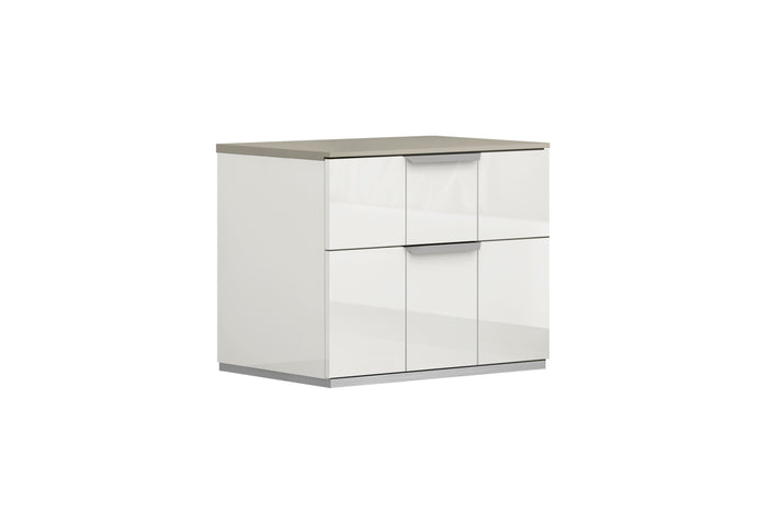 Lillianna White & Flannel Grey Bedroom Nightstand
