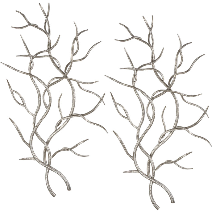 Selene Silver Branches Metal Wall Decor, Set of 2