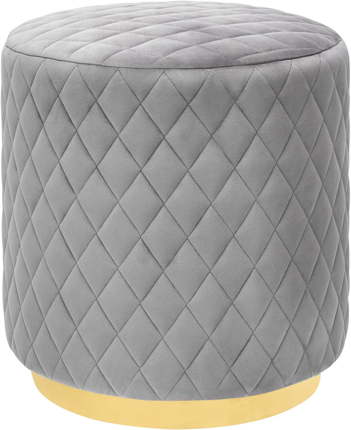 Shiloh Grey Velvet Ottoman - Luxury Living Collection