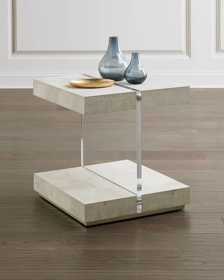 Lotus Tiza Gesso Side Table Luxury Living Collection Deborah l kerbel